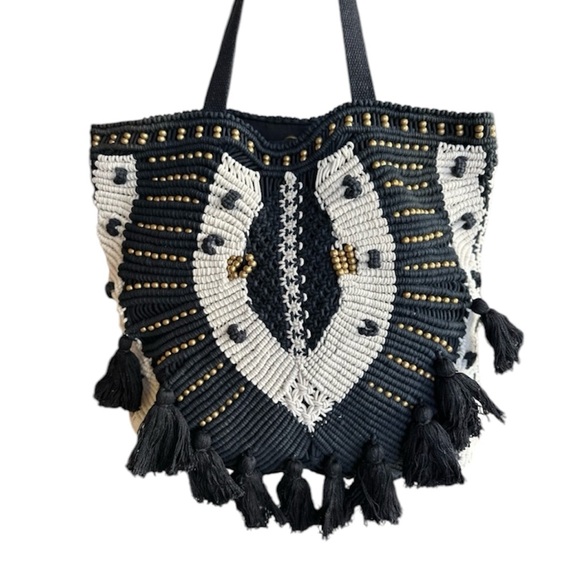 NWT Anthropologie Cleobella black and white bag - Picture 1 of 4